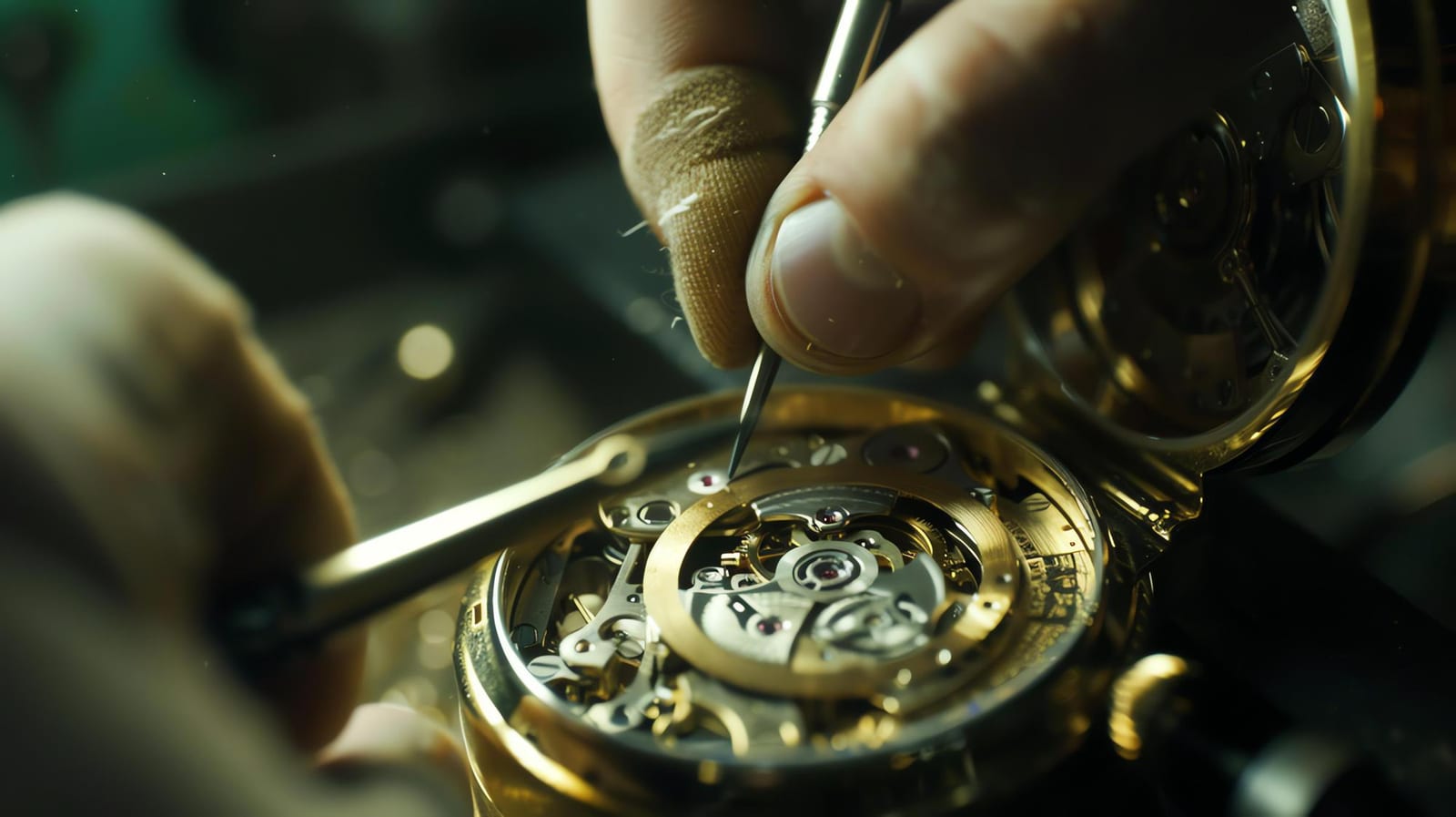 Banco da lavoro per restauro di orologio da collezione, laboratorio orologeria Crema
